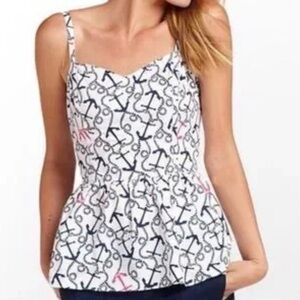 Lilly Pulitzer Gardenia Peplum Tank Top Ahoy There Size 0
